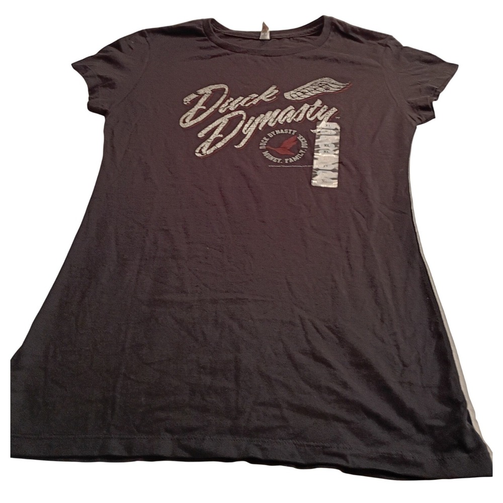 Duck Dynasty Graphic T-Shirt XL Women's Charcoal Gray Faith Family Ducks Alstyle